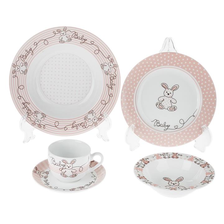 سرویس غذا خوری 5 پارچه کودک چینی زرین ایران سری ایتالیا اف مدل Bunny درجه یک Zarin Iran Italia F Bunny 5 Pieces Porcelain Children Dinnerware Set High Grade